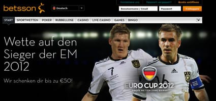 Betsson Fussball EM Aktion (Euro 2012) mit Geld zurück Garantie